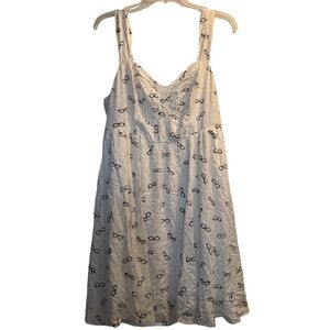 Women’s Torrid Mini Challis Eyeglass & Polka Dot Print Skater Dress Sz 1 NWT